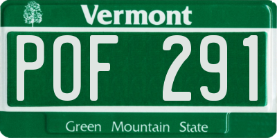 VT license plate POF291