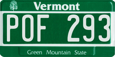 VT license plate POF293