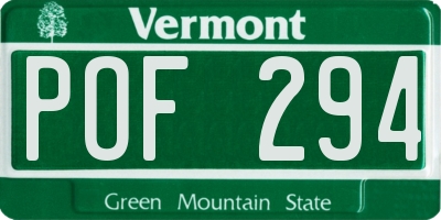 VT license plate POF294
