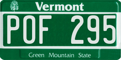 VT license plate POF295
