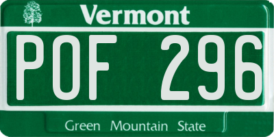 VT license plate POF296