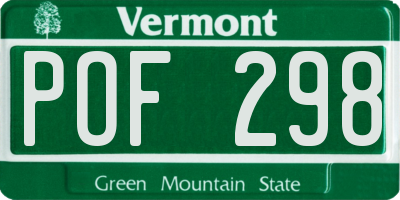 VT license plate POF298