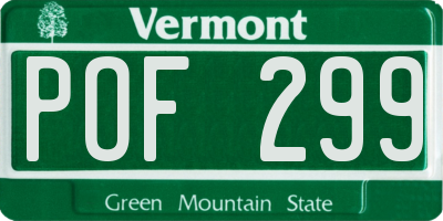 VT license plate POF299