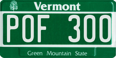 VT license plate POF300