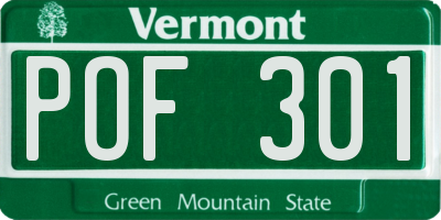 VT license plate POF301