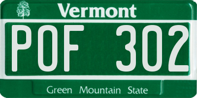 VT license plate POF302