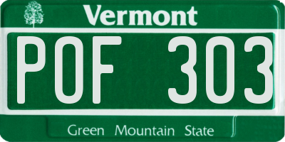 VT license plate POF303