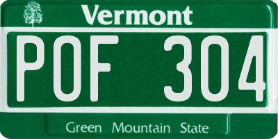 VT license plate POF304