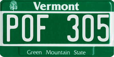 VT license plate POF305