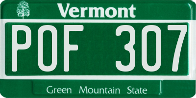 VT license plate POF307