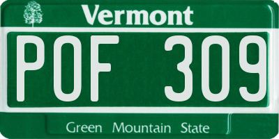 VT license plate POF309