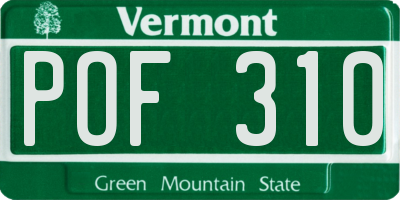 VT license plate POF310