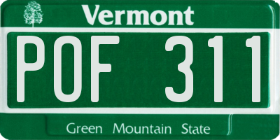 VT license plate POF311