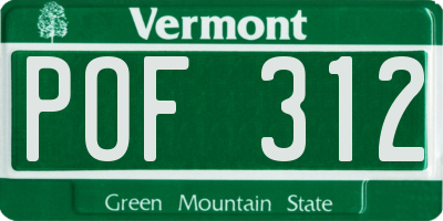 VT license plate POF312