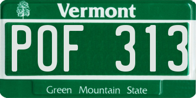 VT license plate POF313