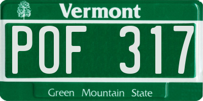 VT license plate POF317