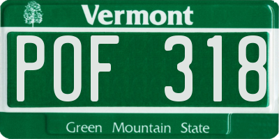 VT license plate POF318
