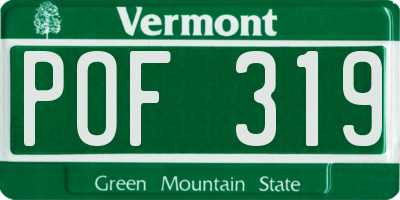 VT license plate POF319