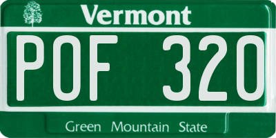 VT license plate POF320
