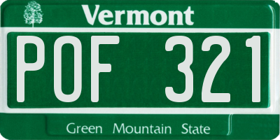 VT license plate POF321