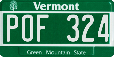 VT license plate POF324