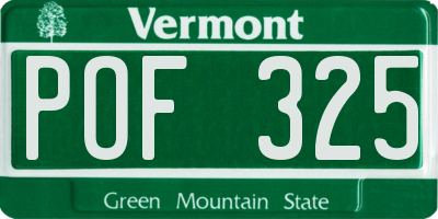 VT license plate POF325