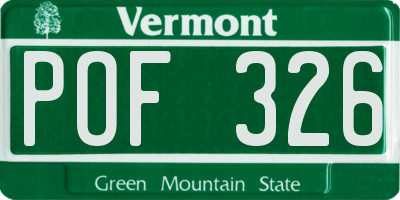 VT license plate POF326