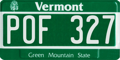 VT license plate POF327