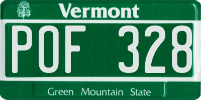 VT license plate POF328