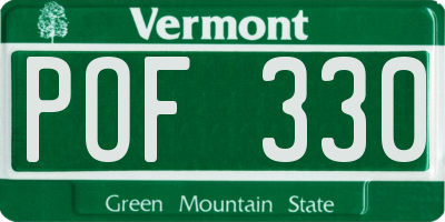 VT license plate POF330
