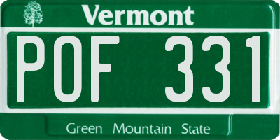VT license plate POF331