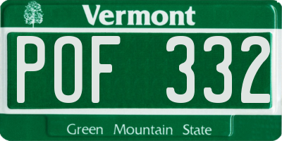 VT license plate POF332