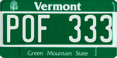 VT license plate POF333