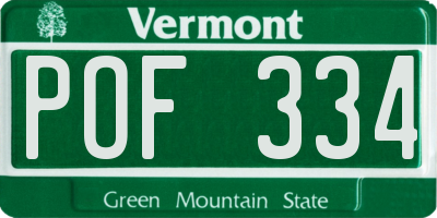 VT license plate POF334