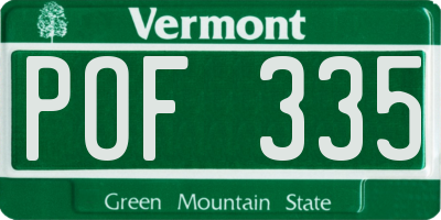 VT license plate POF335