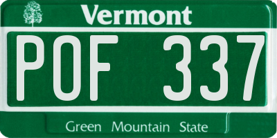 VT license plate POF337