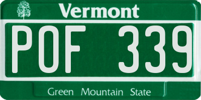 VT license plate POF339