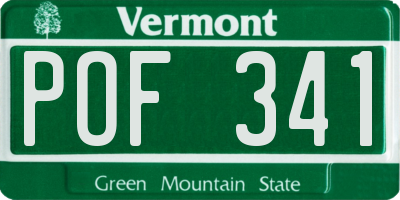 VT license plate POF341