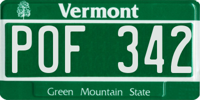 VT license plate POF342
