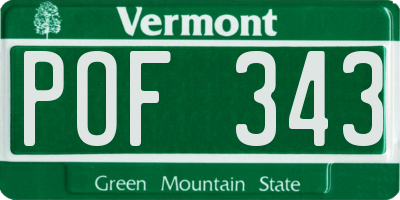 VT license plate POF343