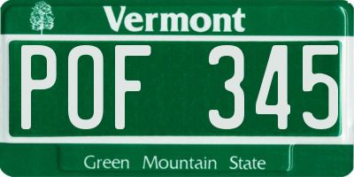 VT license plate POF345