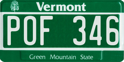 VT license plate POF346