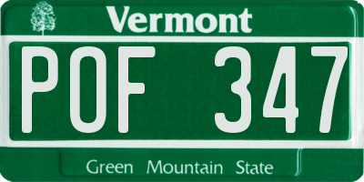 VT license plate POF347