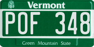 VT license plate POF348