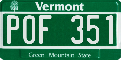 VT license plate POF351