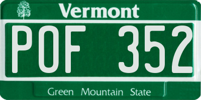 VT license plate POF352