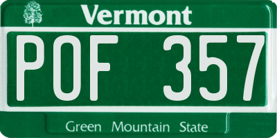 VT license plate POF357