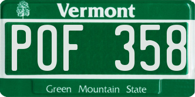 VT license plate POF358