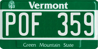 VT license plate POF359