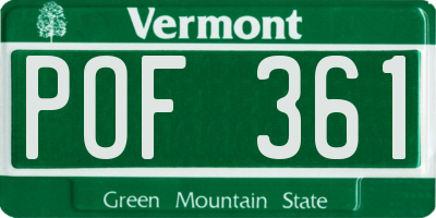 VT license plate POF361